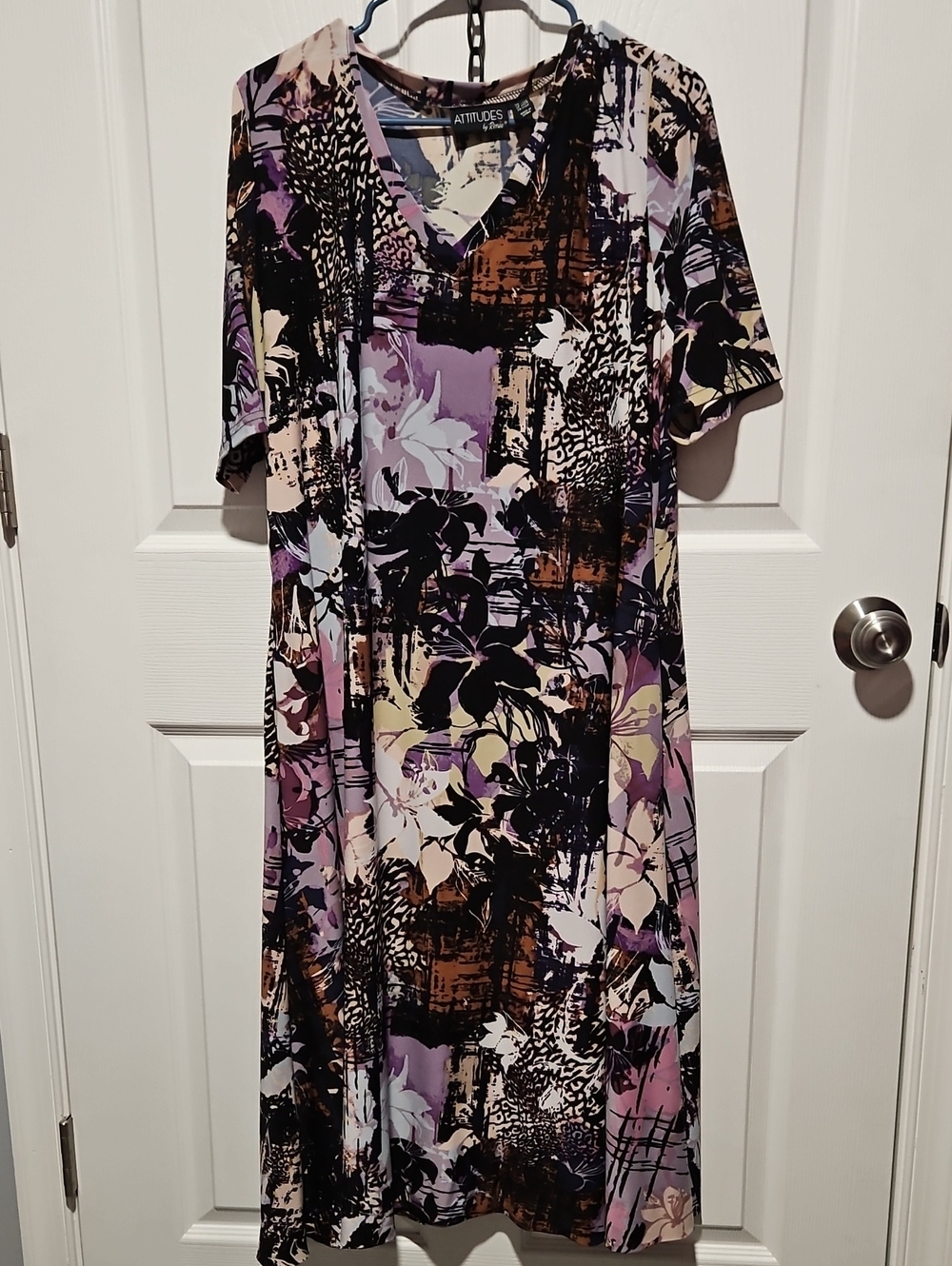 Attitudes by Renee Como Jersey V-Neck Short-Sleeve Midi/Maxi Dress.1XP